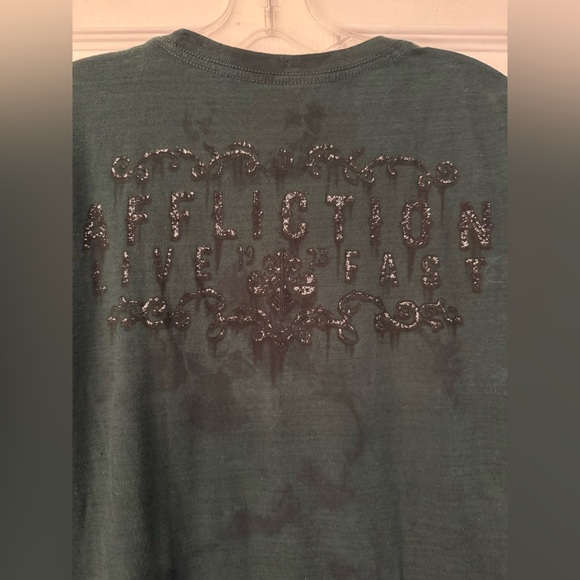 Affliction Manic Triumph American Custom Women’s Green Long Sleeve Size Small - Picture 7 of 9